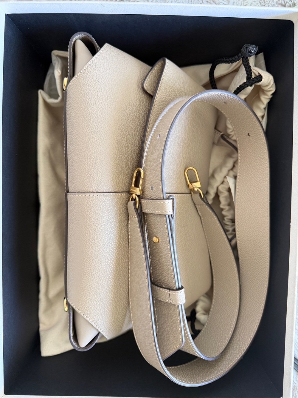 Polène Mokki Mini Handbag Purse Textured Taupe - Picture 9 of 9
